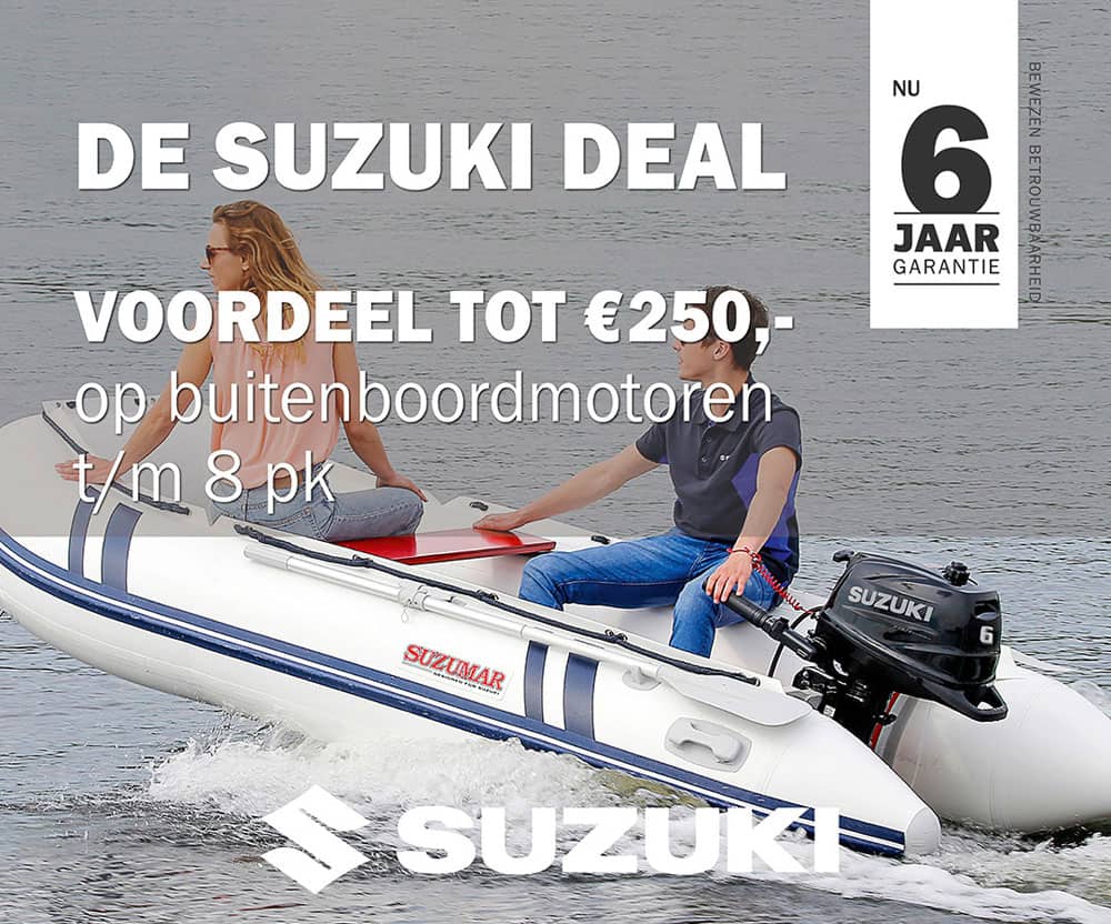 Vraag je dealer om meer informatie of bekijk de actievoorwaarden op: https://www.suzuki.nl/marine/nieuws/de-suzuki-deal/.