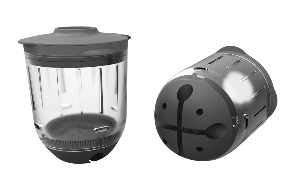 Alle drie de Grip-Flex potten zijn gemaakt om compatibel te zijn met deksels en bodems, waardoor een compleet potsysteem ontstaat.